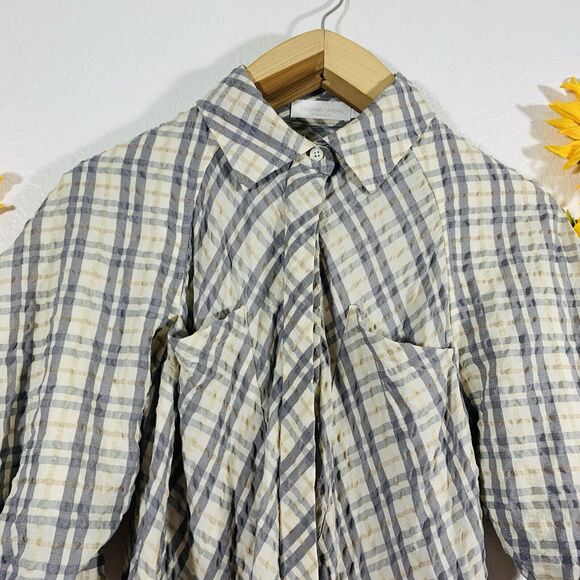 Jonathan Simkhai Puffy Sleeve Button Collar Mini Dress Size Small MSRP $344 Wome - Picture 7 of 16